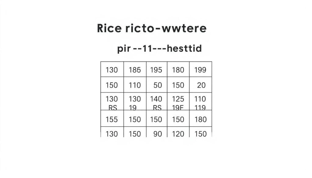 A crisp white background with a minimalist layout, showcasing a rectangular grid or chart illustrating the perfect rice-to-water ratios. The grid should feature clear, legible numbers and measurements, presented in a clean, modern typographic style. Prominent central focus, with the rice ratio information taking up the majority of the frame. Soft, even lighting that casts subtle shadows, creating depth and dimension. A sense of simplicity and utility, conveying the practical nature of the cooking guide. No distracting elements, solely focusing on the essential information needed to understand the ideal rice-to-water proportions. A crisp white background with a minimalist layout, showcasing a rectangular grid or chart illustrating the perfect rice-to-water ratios. The grid should feature clear, legible numbers and measurements, presented in a clean, modern typographic style. Prominent central focus, with the rice ratio information taking up the majority of the frame. Soft, even lighting that casts subtle shadows, creating depth and dimension. A sense of simplicity and utility, conveying the practical nature of the cooking guide. No distracting elements, solely focusing on the essential information needed to understand the ideal rice-to-water proportions.