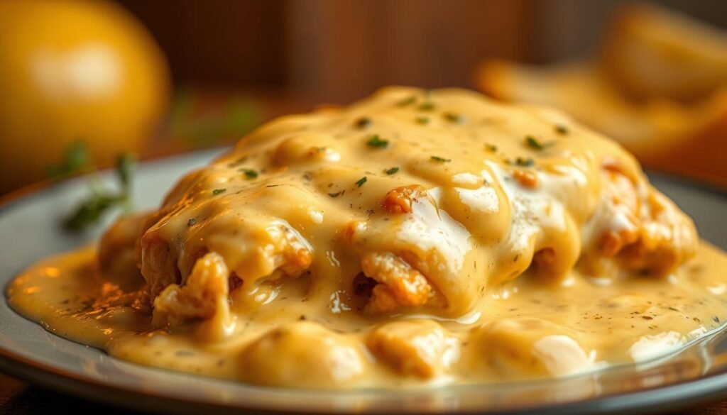 A delectable chicken dish, bathed in a rich, creamy cheese sauce, nestled on a plate against a backdrop of warm, golden hues. The chicken is perfectly cooked, tender and juicy, the cheese sauce velvety and indulgent, creating a mouthwatering comfort food classic. Soft lighting casts a gentle glow, highlighting the dish's inviting texture and alluring aroma. The composition evokes a sense of homey familiarity, an irresistible culinary delight that beckons the viewer to dive in and savor every bite. A delectable chicken dish, bathed in a rich, creamy cheese sauce, nestled on a plate against a backdrop of warm, golden hues. The chicken is perfectly cooked, tender and juicy, the cheese sauce velvety and indulgent, creating a mouthwatering comfort food classic. Soft lighting casts a gentle glow, highlighting the dish's inviting texture and alluring aroma. The composition evokes a sense of homey familiarity, an irresistible culinary delight that beckons the viewer to dive in and savor every bite.